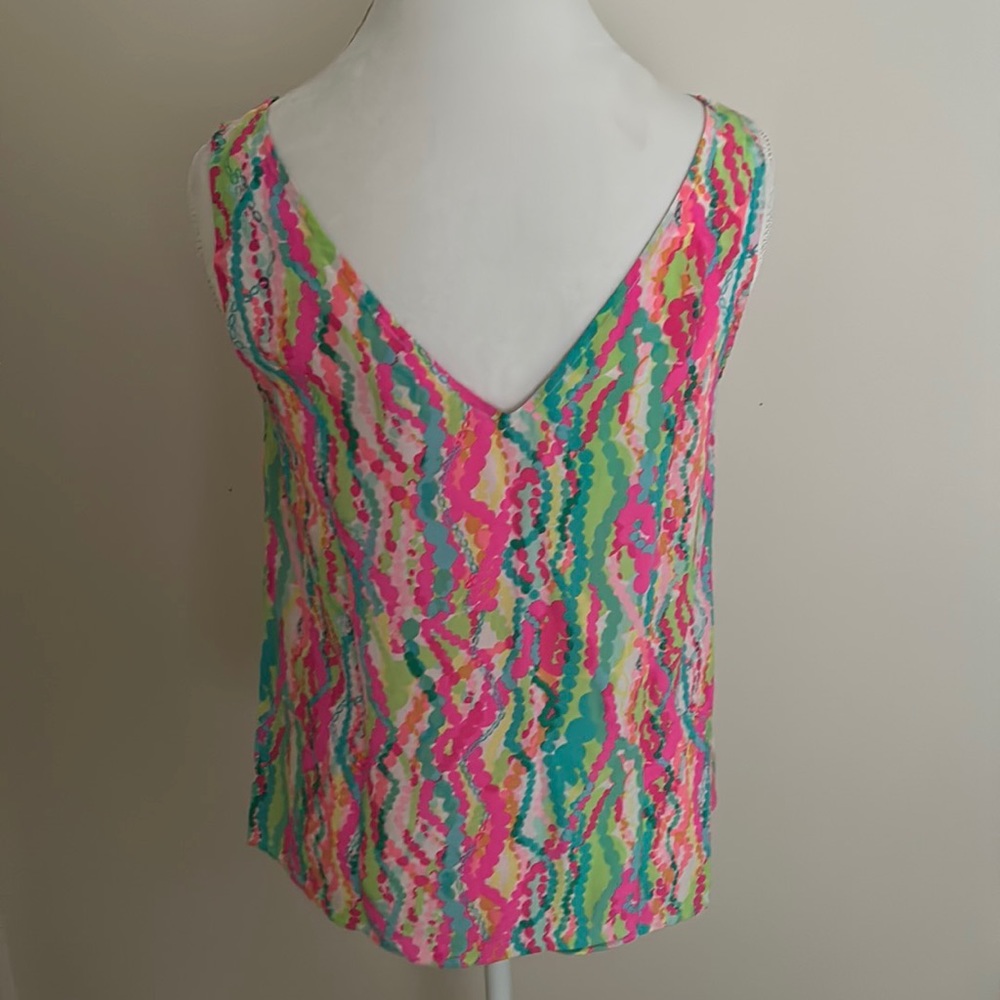 LILY PULITZER MULTI V NECK SILK TANK